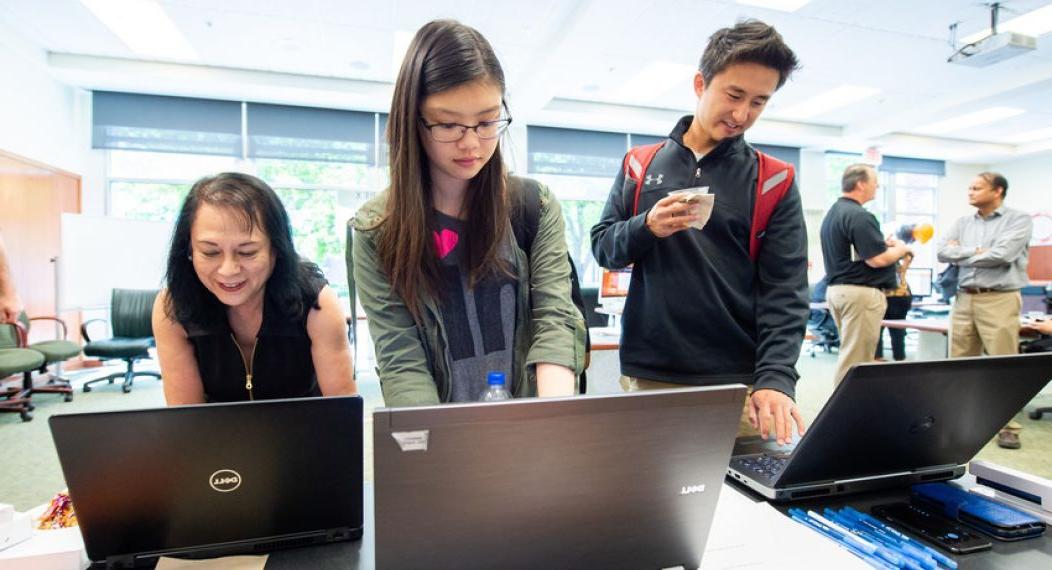 Students at the Tech Fair.